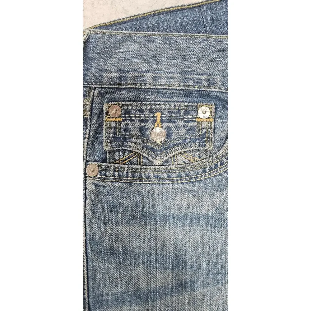 True Religion Ricky Straight WFLP GT Green Combo Mens Jeans Size 34